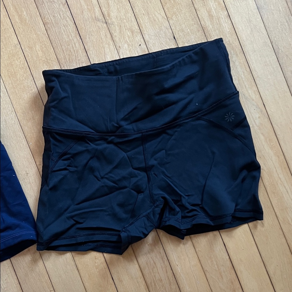 Athleta set of 2 Women's Navy and Black Spandex Shorts - Picture 3 of 9